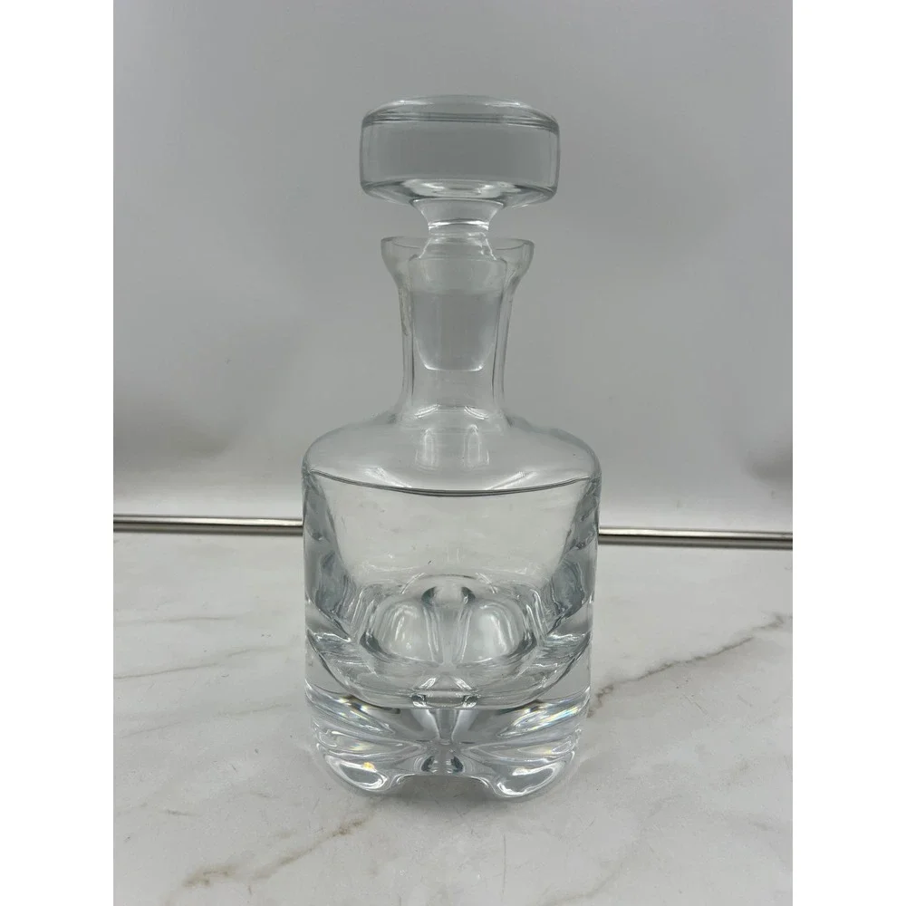 Vintage Polish KROSNO Decanter Hand Blown w/Lid Glass Barware 1980's 9.5